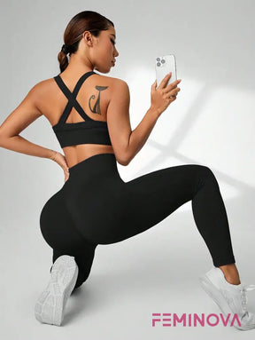 Conjunto Fitness com Cós Alto e Efeito Levanta Bumbum