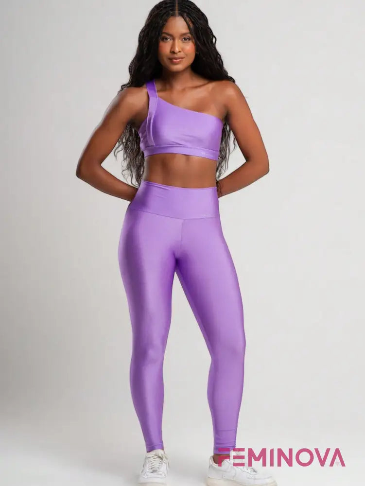 Conjunto Fitness com Top de Alças Cruzadas Lavanda / P