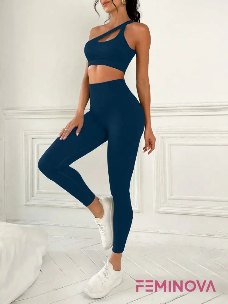 Conjunto Fitness com Top Recorte Elegante e Legging