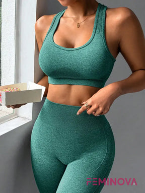 Conjunto Fitness Seamless com Cós Alto e Conforto Total Verde / P