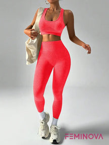 Conjunto Fitness Seamless com Cós Alto e Conforto Total Vermelho / P