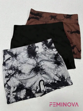 Kit com 3 Shorts Estampados Cintura Alta Levanta Bumbum