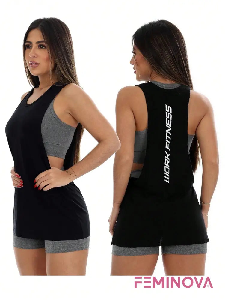 Regata Fitness com Detalhe Lateral Preto / P