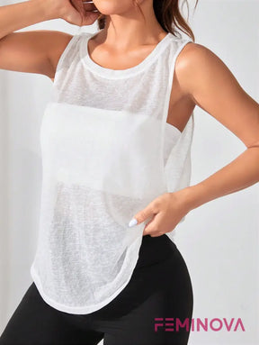 Regata Fitness Transparente com Modelagem Soltinha Branco / P