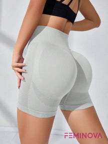 Short Fitness Modelador com Cintura Alta e Alta Compressão Cinza Claro / PP