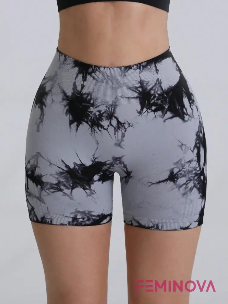 Short Fitness Tie-Dye com Cintura Alta Modeladora