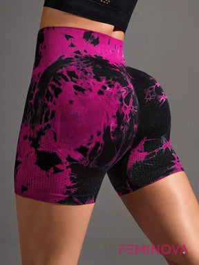 Short Fitness Tie-Dye com Cintura Alta Modeladora