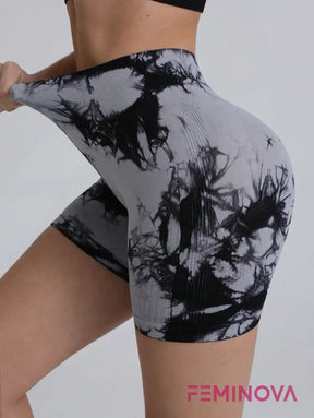 Short Fitness Tie-Dye com Cintura Alta Modeladora