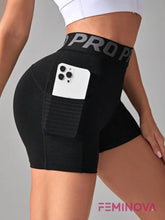 Shorts Fitness Cintura Alta com Bolso Lateral Modelador Preto / PP