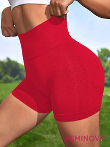 Shorts Fitness Cintura Alta com Alta Compressão Vermelho / P