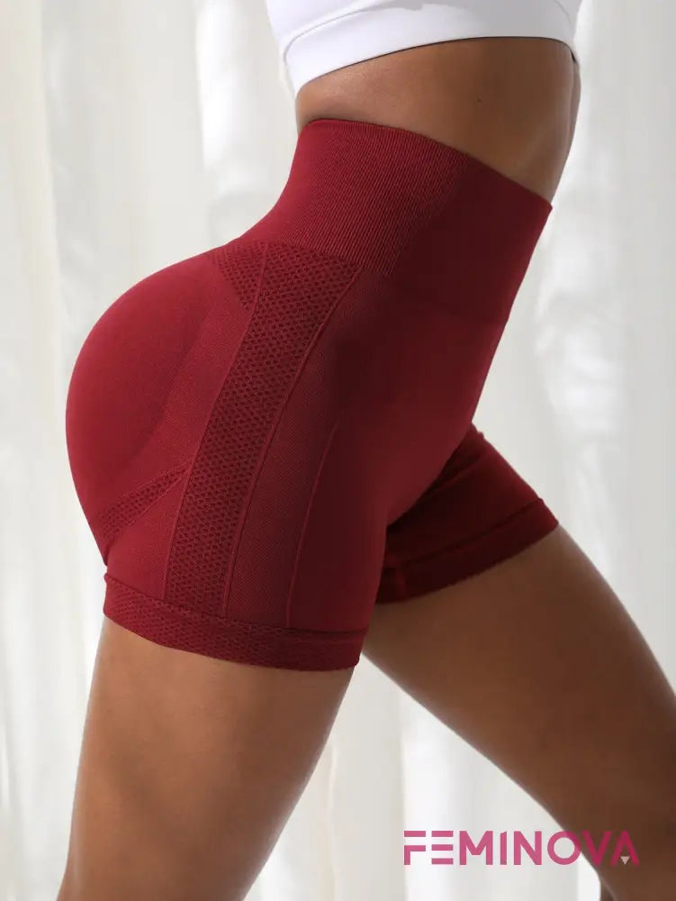 Shorts Fitness Cintura Alta com Alta Compressão Vinho / P