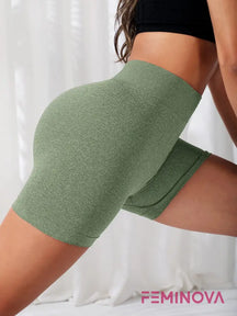 Shorts Fitness Cintura Alta com Efeito Levanta Bumbum Verde / P