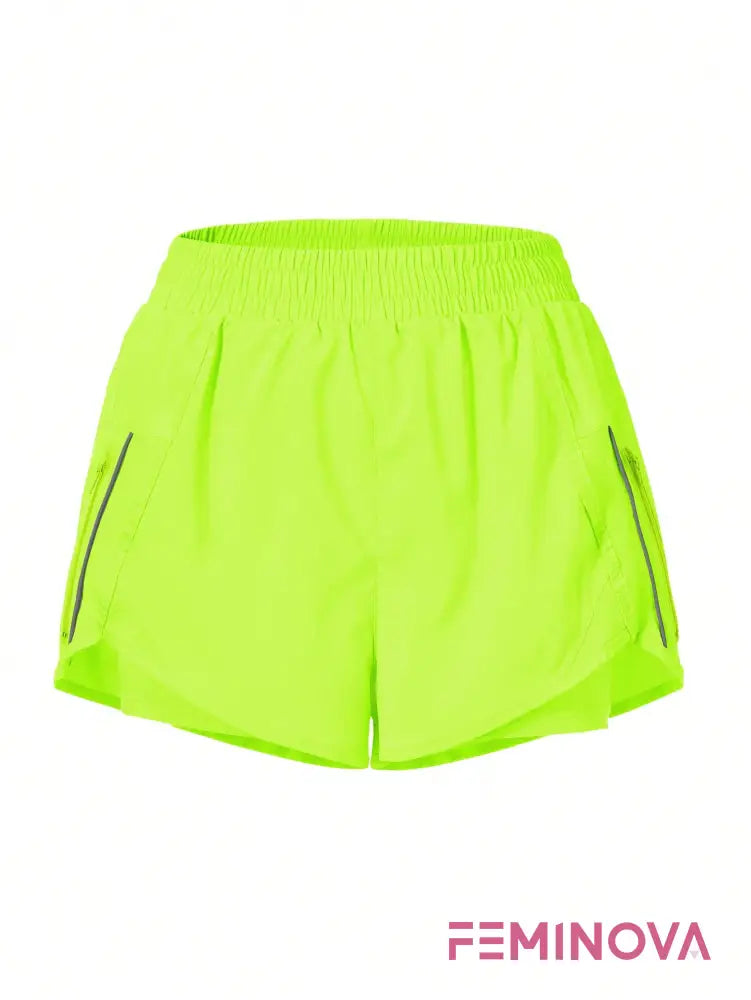 Shorts Fitness com Bolso Zíper e Cós Elástico