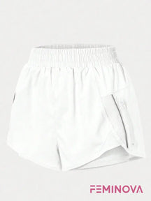 Shorts Fitness com Bolso Zíper e Cós Elástico Branco / PP