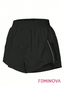 Shorts Fitness com Bolso Zíper e Cós Elástico Preto / PP