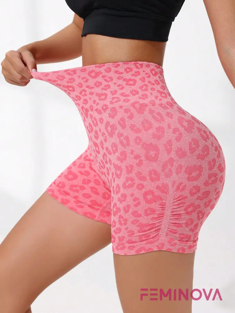 Shorts Fitness Estampado com Cintura Alta