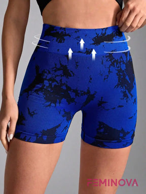 Shorts Fitness Estampado com Efeito Levanta Bumbum Azul / P