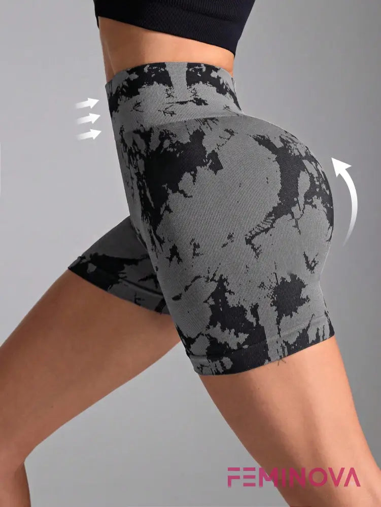 Shorts Fitness Estampado com Efeito Levanta Bumbum Cinza / P