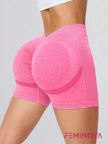 Shorts Fitness Scrunch com Cintura Alta Modeladora Rosa Chiclete / P