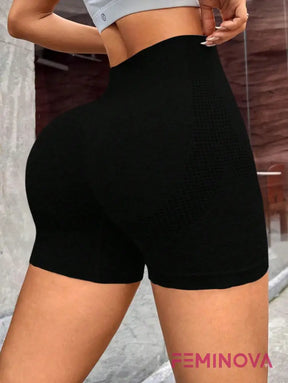 Shorts Fitness Seamless com Detalhes Vazados e Compressão