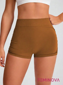 Shorts Fitness Seamless com Secagem Rápida Caqui / P