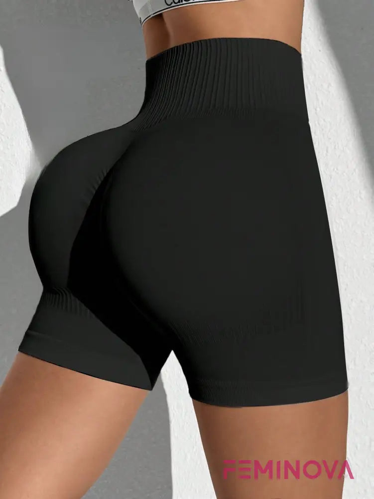 Shorts Fitness Seamless de Secagem Rápida Modelador Preto / P