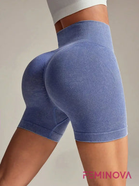 Shorts Scrunch Cintura Alta com Efeito Levanta Bumbum Azul Claro / P