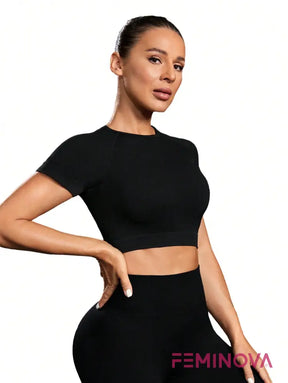 Top Cropped Fitness com Cintura Ajustada