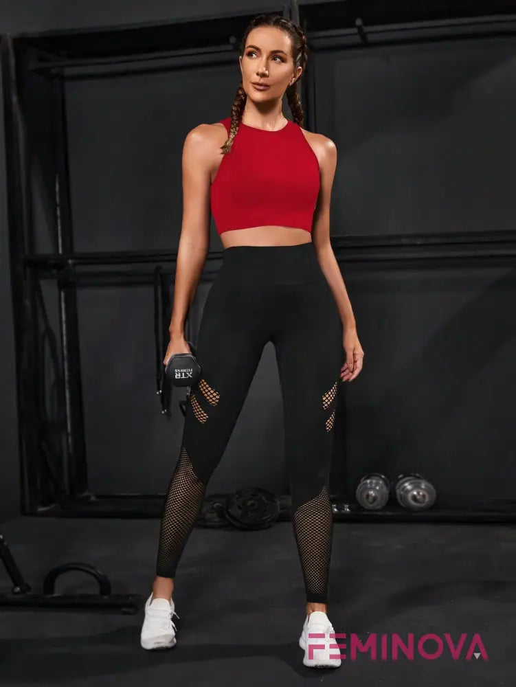 Top Cropped Fitness com Decote Redondo e Alta Sustentação