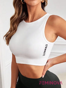 Top Cropped Fitness com Decote Redondo e Alta Sustentação Branco / PP