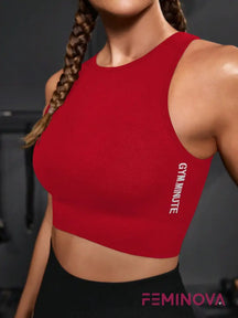 Top Cropped Fitness com Decote Redondo e Alta Sustentação Vermelho / PP