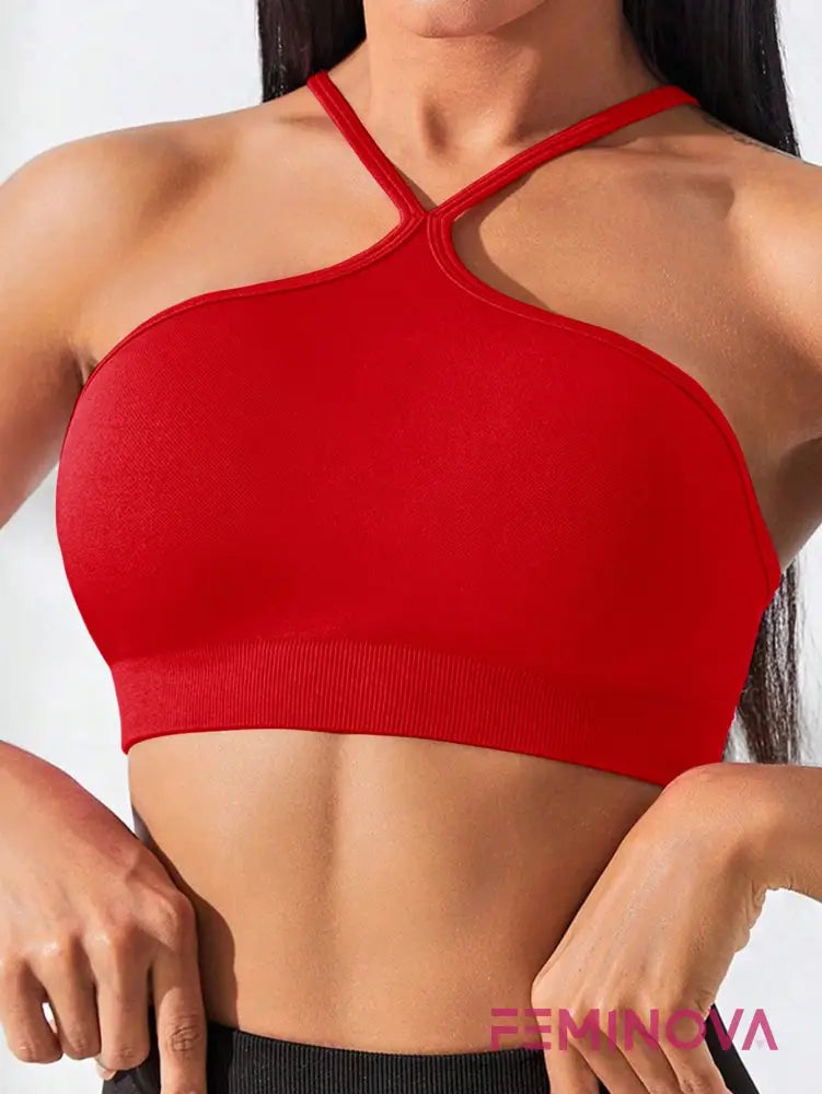 Top Fitness com Alças Cruzadas Frontais Vermelho / P