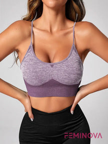 Top Fitness com Alças Finas Cruzadas nas Costas Roxo Empoeirado / PP