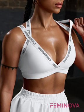 Top Fitness com Alças Largas Estampadas Branco / PP