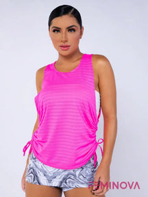 Top Fitness com Detalhe de Amarração Lateral Rosa Chiclete / P